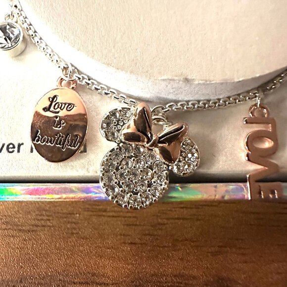 Fine Silver Plated Disney Minnie Mouse “Love is Bowtiful” Bracelet - Picture 4 of 7